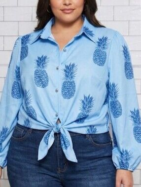 Blue Pineapple Graphic Shirt XL